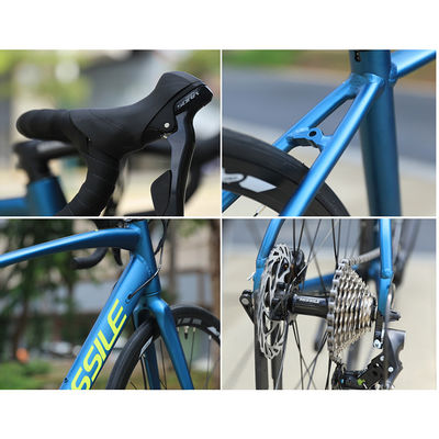 700C Volledige aluminium koolstofvezel fiets 21 snelheid dubbele schijfrem Volle koolstof wegfiets