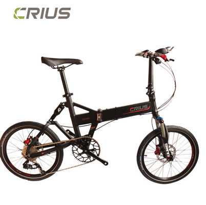 20 inch opvouwbare fiets met 9 snelheden en schijfremmen.
