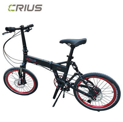 20 inch opvouwbare fiets met 9 snelheden en schijfremmen.