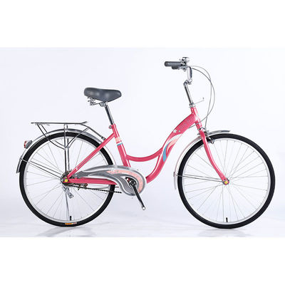 24 staal frame single speed dames fiets stadsfiets met voor- en achterwiel schijfrem