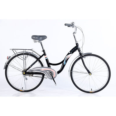 24 staal frame single speed dames fiets stadsfiets met voor- en achterwiel schijfrem