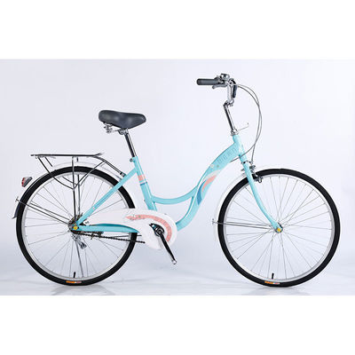 24 staal frame single speed dames fiets stadsfiets met voor- en achterwiel schijfrem