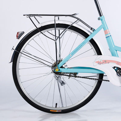 24 staal frame single speed dames fiets stadsfiets met voor- en achterwiel schijfrem