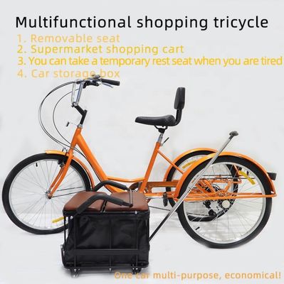 Hoog laadvermogen 150 kg Pedal driewieler 24 inch 7speed Multifunctionele volwassen driewieler