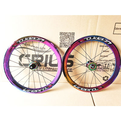 Wegfietsen 20 inch Aluminium Alloy Wheelset 8/9/10/11 Speed 4 Bearing Double Wall Rainbow Color