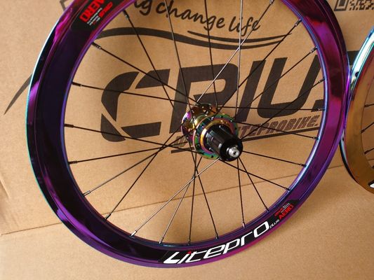 Wegfietsen 20 inch Aluminium Alloy Wheelset 8/9/10/11 Speed 4 Bearing Double Wall Rainbow Color