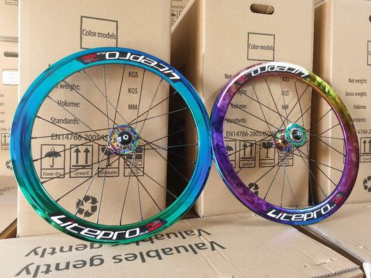 Wegfietsen 20 inch Aluminium Alloy Wheelset 8/9/10/11 Speed 4 Bearing Double Wall Rainbow Color