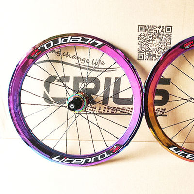 20 inch koolstofvezel wielstel voor wegfietsen 8/9/10/11 snelheid dubbele wand regenboog kleur