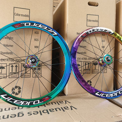 20 inch koolstofvezel wielstel voor wegfietsen 8/9/10/11 snelheid dubbele wand regenboog kleur